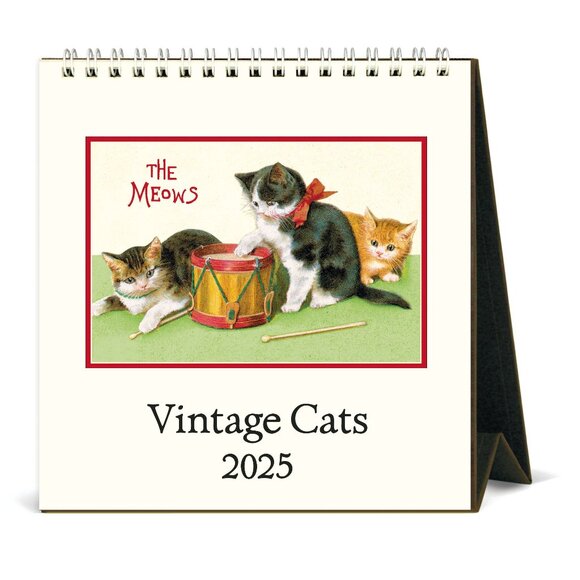 Cavallini & Co. Vintage Cats 2025 Easel Desk Calendar, 6.5"x6.5" - Picture 1 of 5
